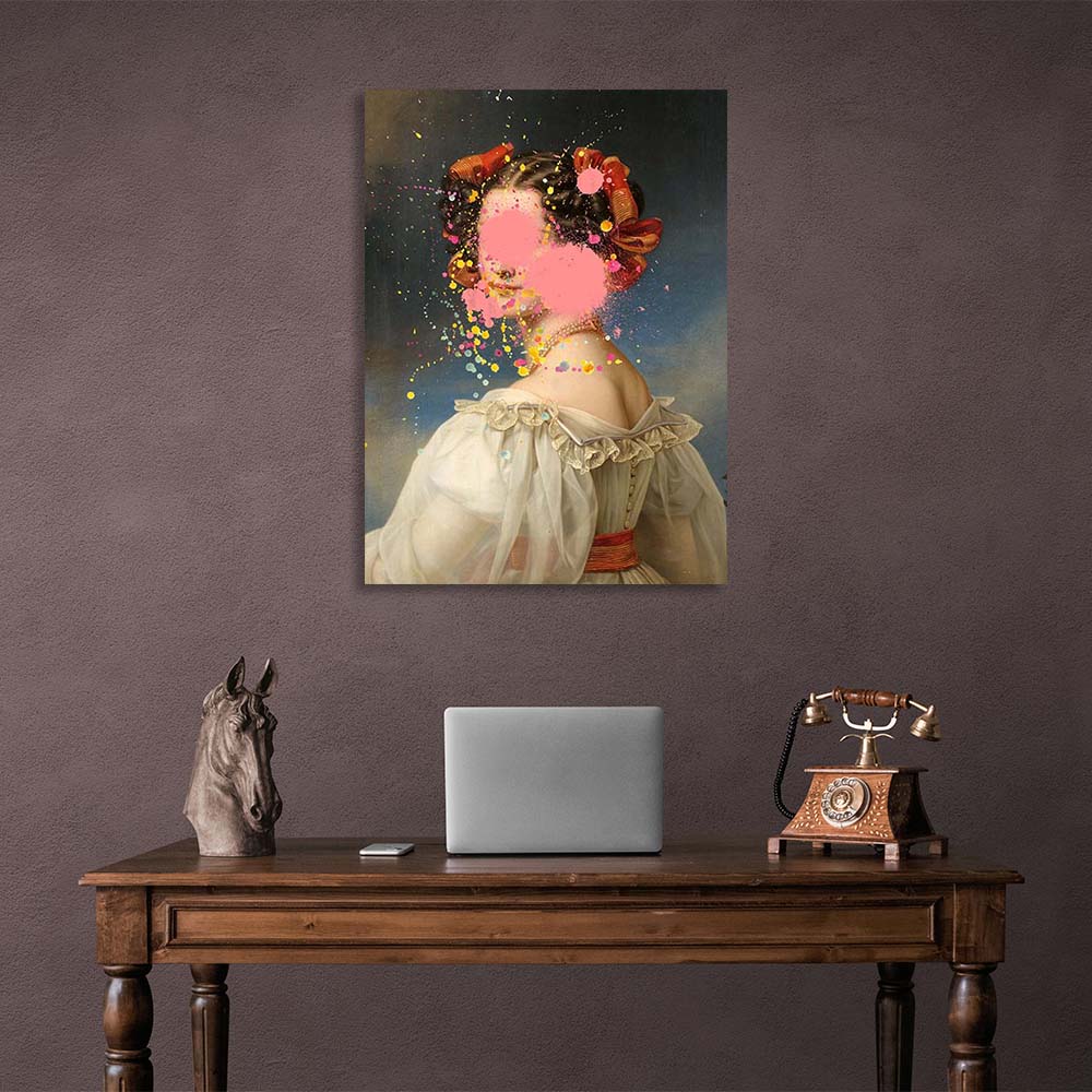 Canvas Wall Art Print Maid of honor with pink paint on her face