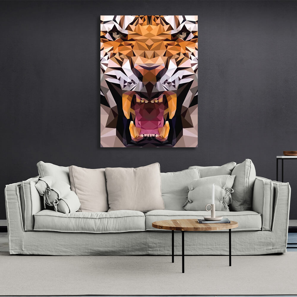 Geometric tiger Canvas Wall Art Print