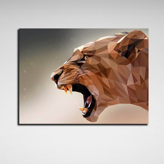 Lioness geometric Canvas Wall Art Print