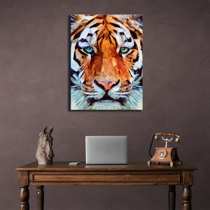 Strong lion geometric Canvas Wall Art Print