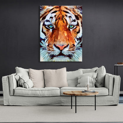 Strong lion geometric Canvas Wall Art Print