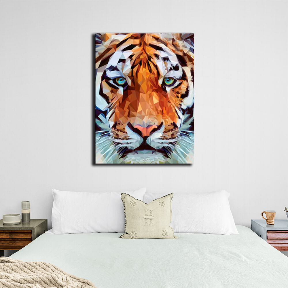 Strong lion geometric Canvas Wall Art Print