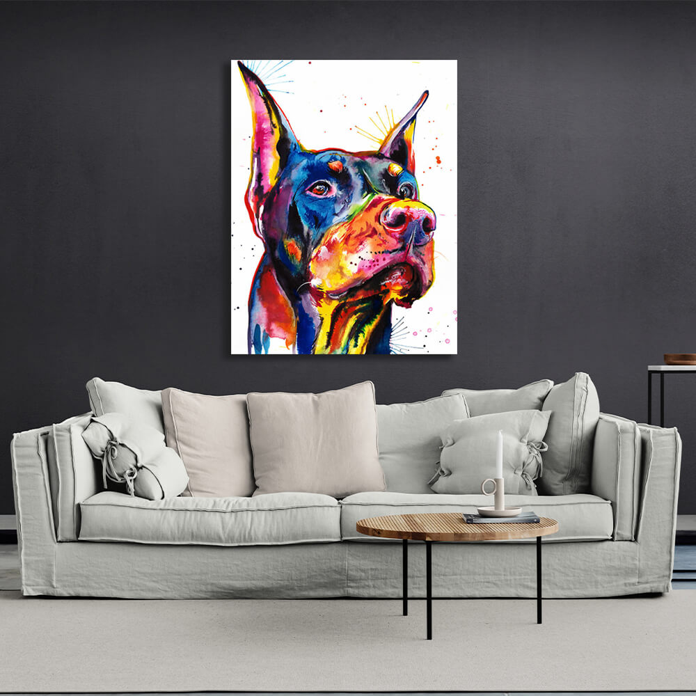 Doberman Canvas Wall Art Print