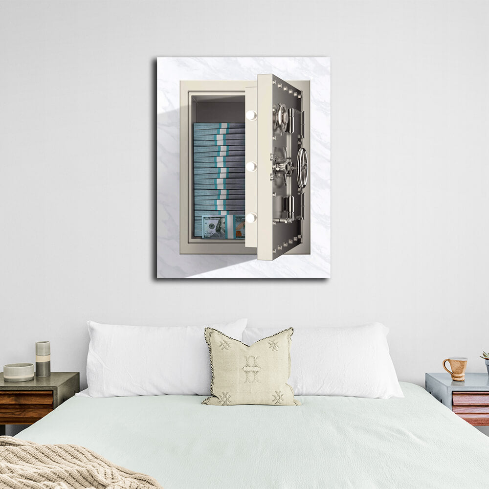 The safe with the money  Inspirational Canvas Wall Art Print