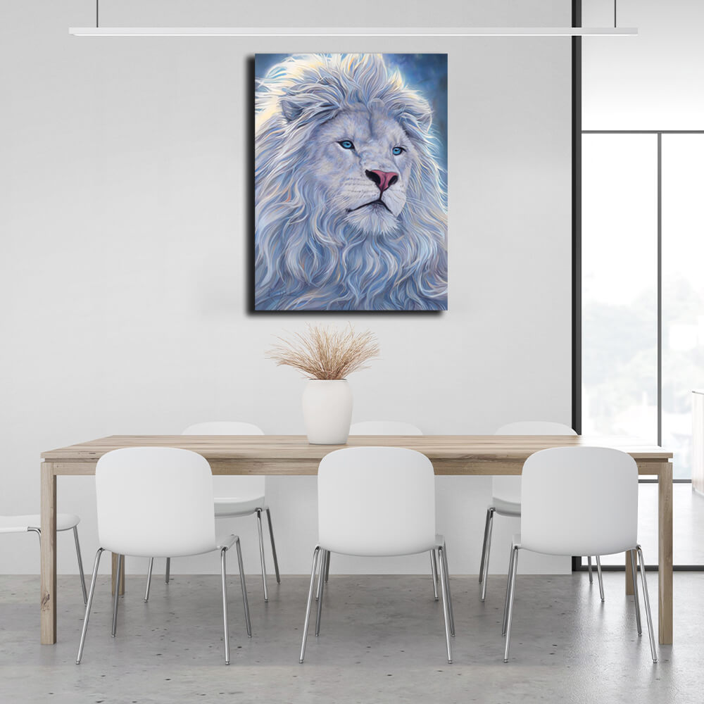 White lion Canvas Wall Art Print