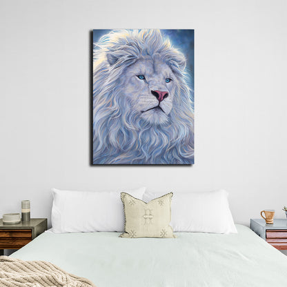 White lion Canvas Wall Art Print