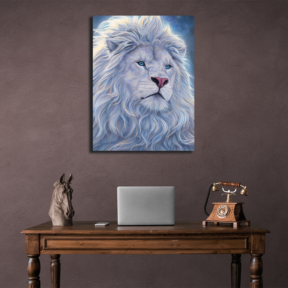 White lion Canvas Wall Art Print