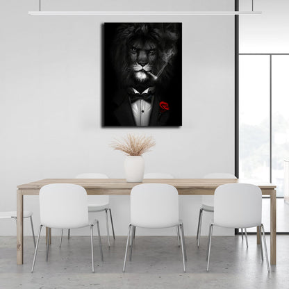 A lion in a jacket Canvas Wall Art Print