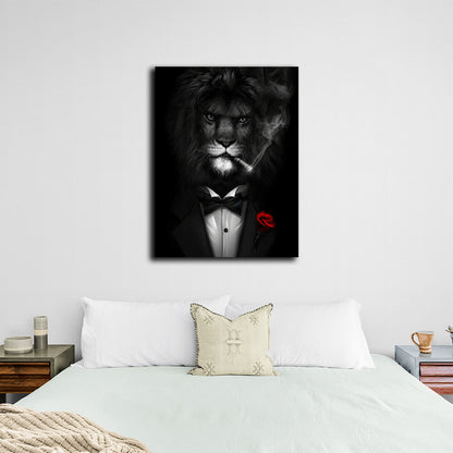 A lion in a jacket Canvas Wall Art Print