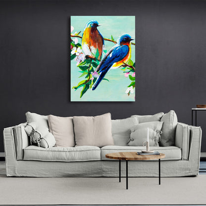 For the house Bluebirds Canvas Wall Art Print