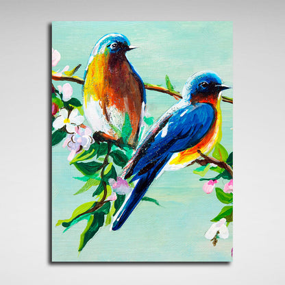 For the house Bluebirds Canvas Wall Art Print