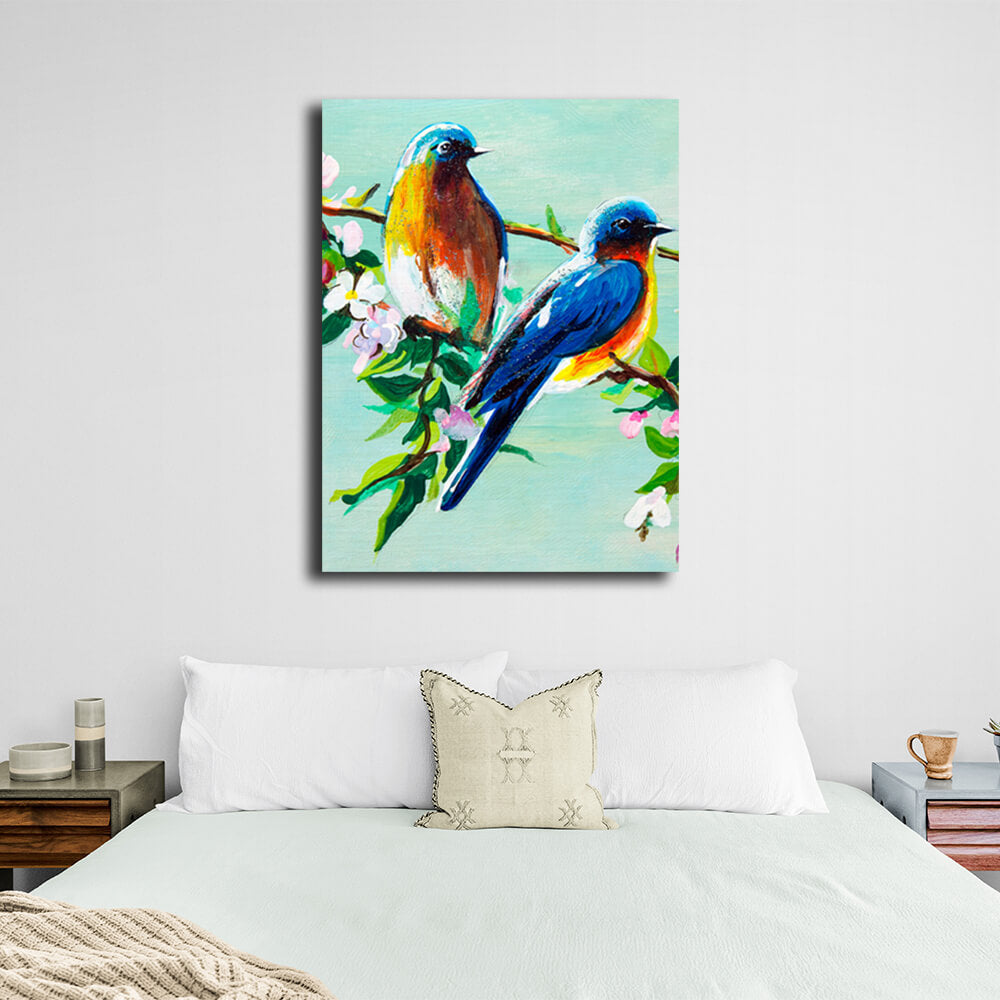 For the house Bluebirds Canvas Wall Art Print