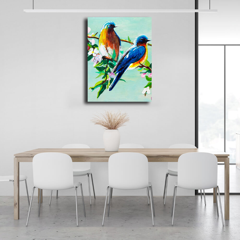 For the house Bluebirds Canvas Wall Art Print