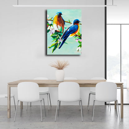 For the house Bluebirds Canvas Wall Art Print