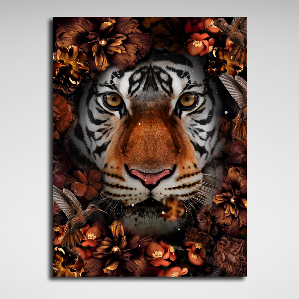 A tiger in colors Canvas Wall Art Print