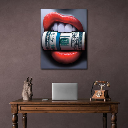 Money in my teeth Motivational Canvas Wall Art Print