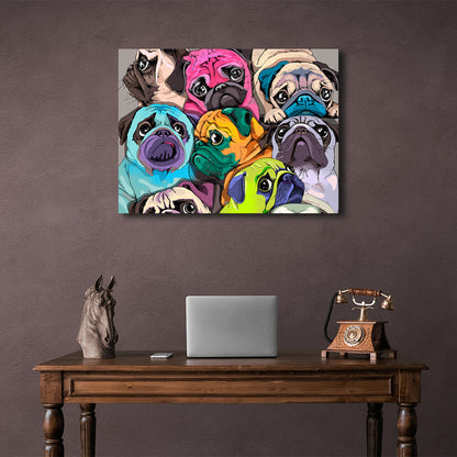 Cute pugs Canvas Wall Art Print