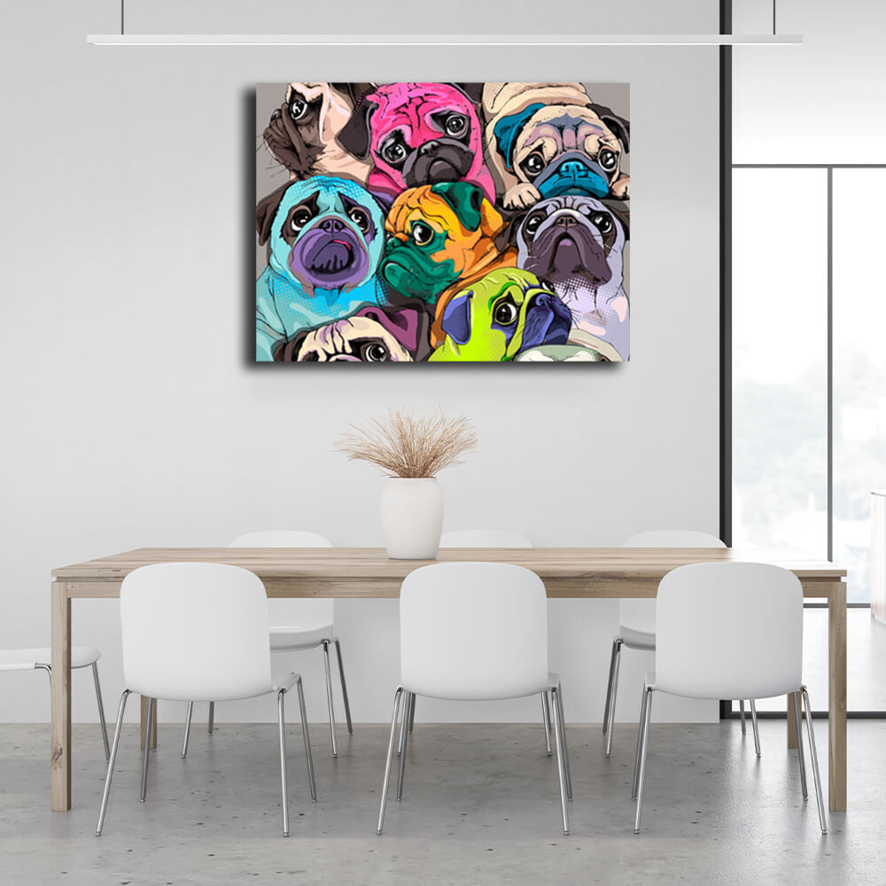 Cute pugs Canvas Wall Art Print