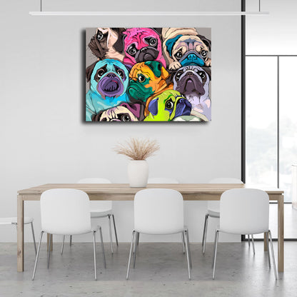 Cute pugs Canvas Wall Art Print