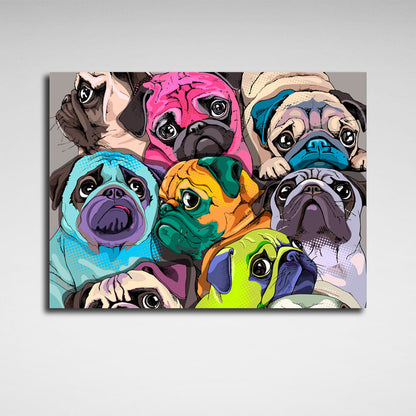 Cute pugs Canvas Wall Art Print