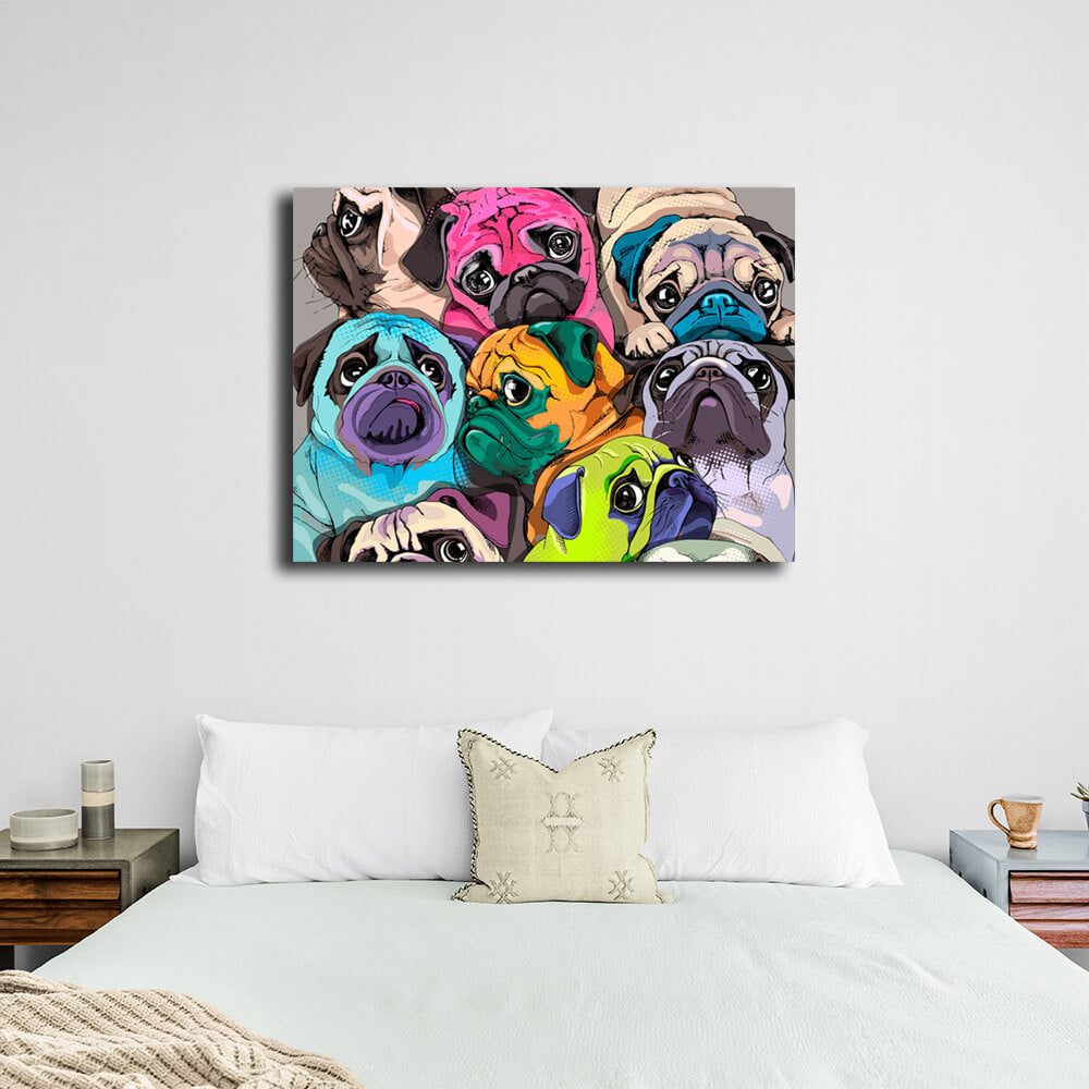 Cute pugs Canvas Wall Art Print