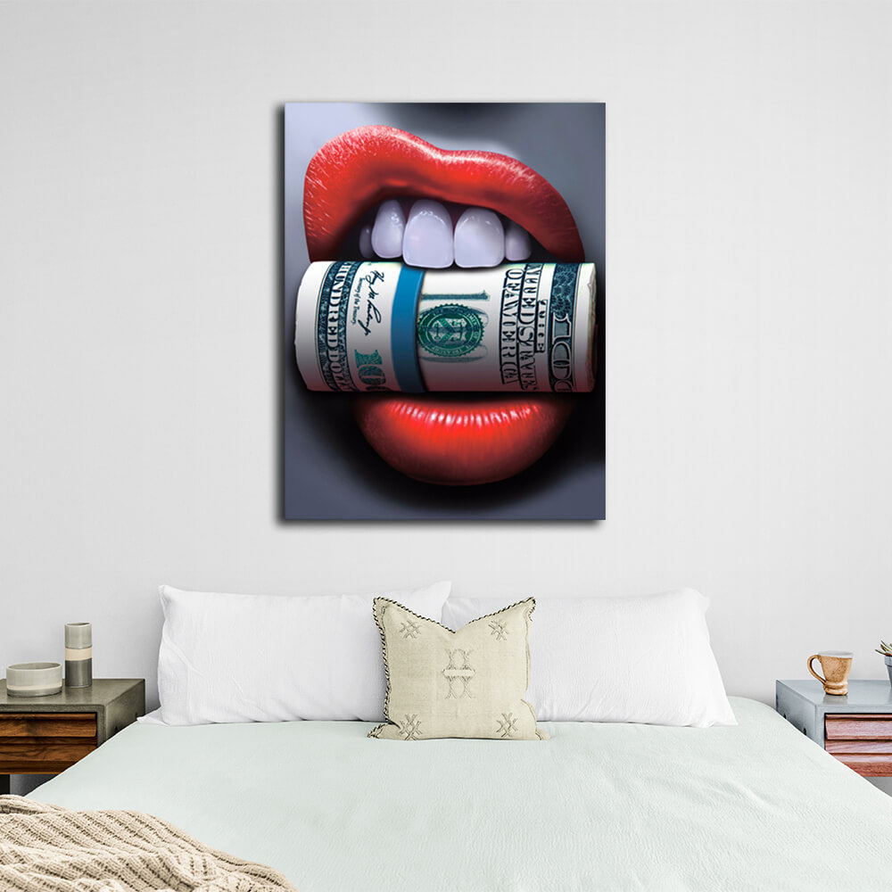 Money in my teeth Motivational Canvas Wall Art Print