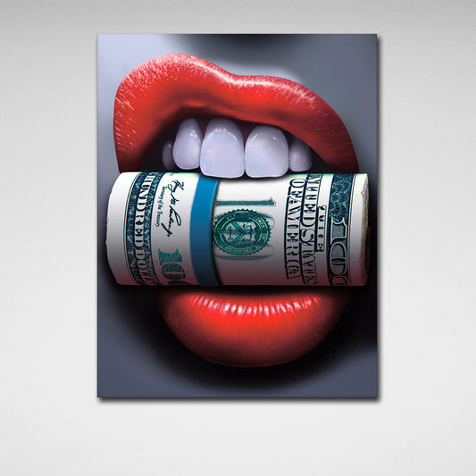 Money in my teeth Motivational Canvas Wall Art Print