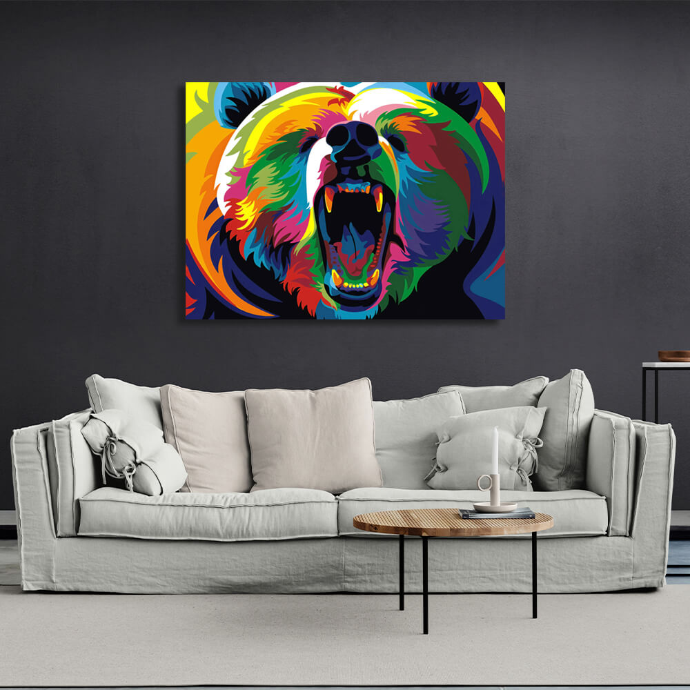 Colorful bear Canvas Wall Art Print