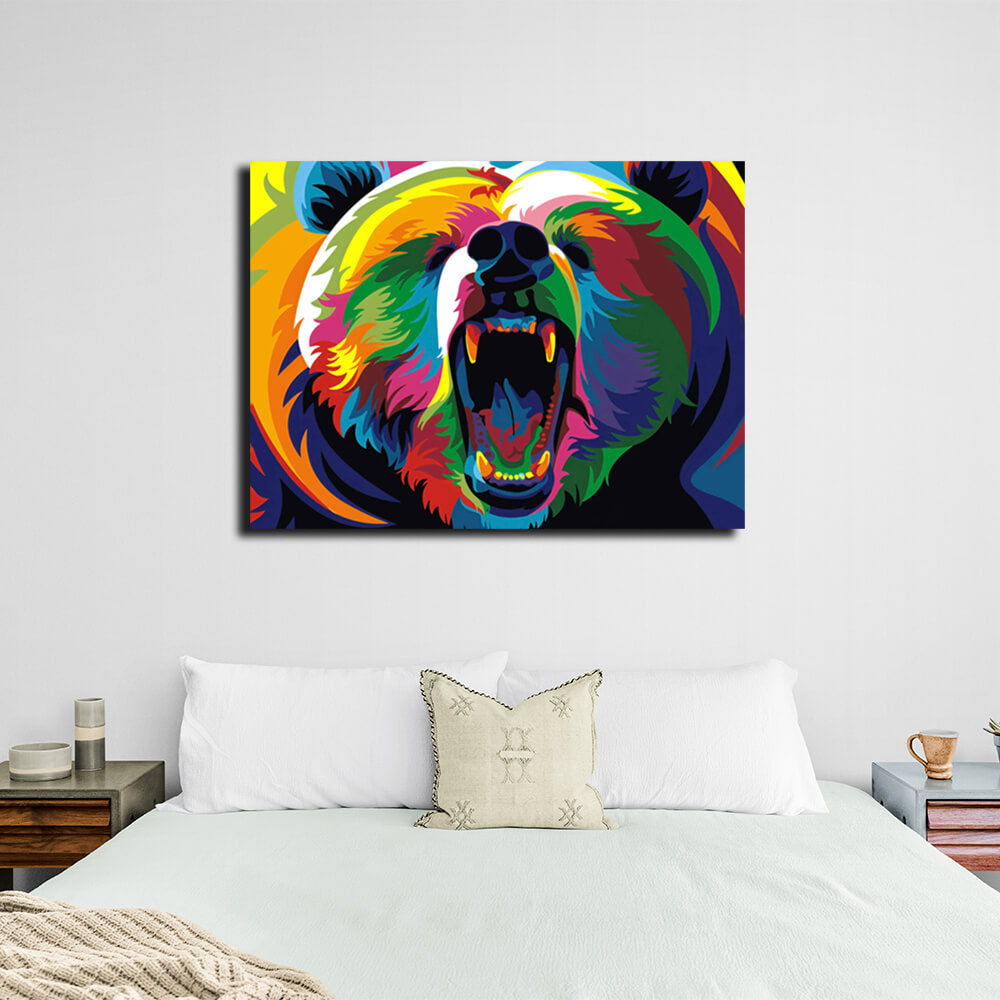 Colorful bear Canvas Wall Art Print