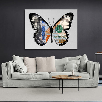 Butterfly dollar white Motivational Canvas Wall Art Print