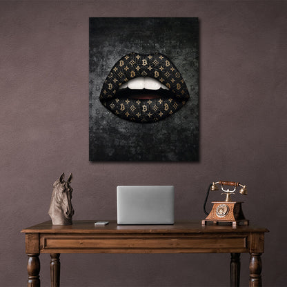 Bitcoin Lips Canvas Wall Art Print