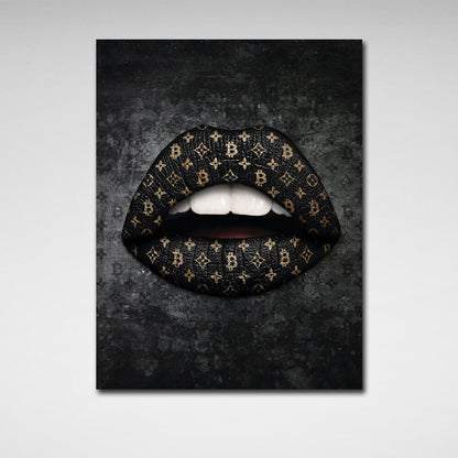 Bitcoin Lips Canvas Wall Art Print