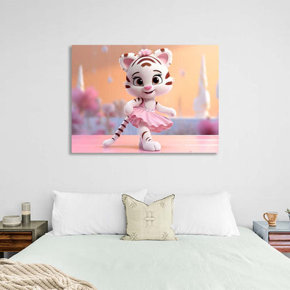 Canvas Wall Art Print Tiger in a pink skirt