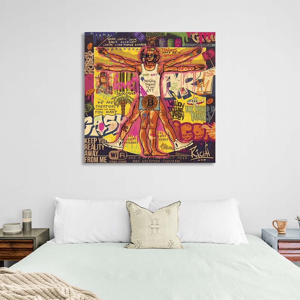 Pop art Golden Ratio with bitcoin Canvas Wall Art Print