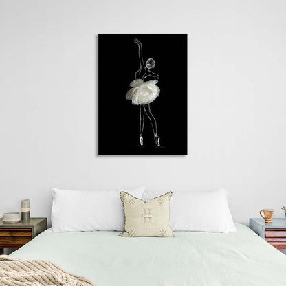 Canvas Wall Art Print Painted ballerina with flower tutu