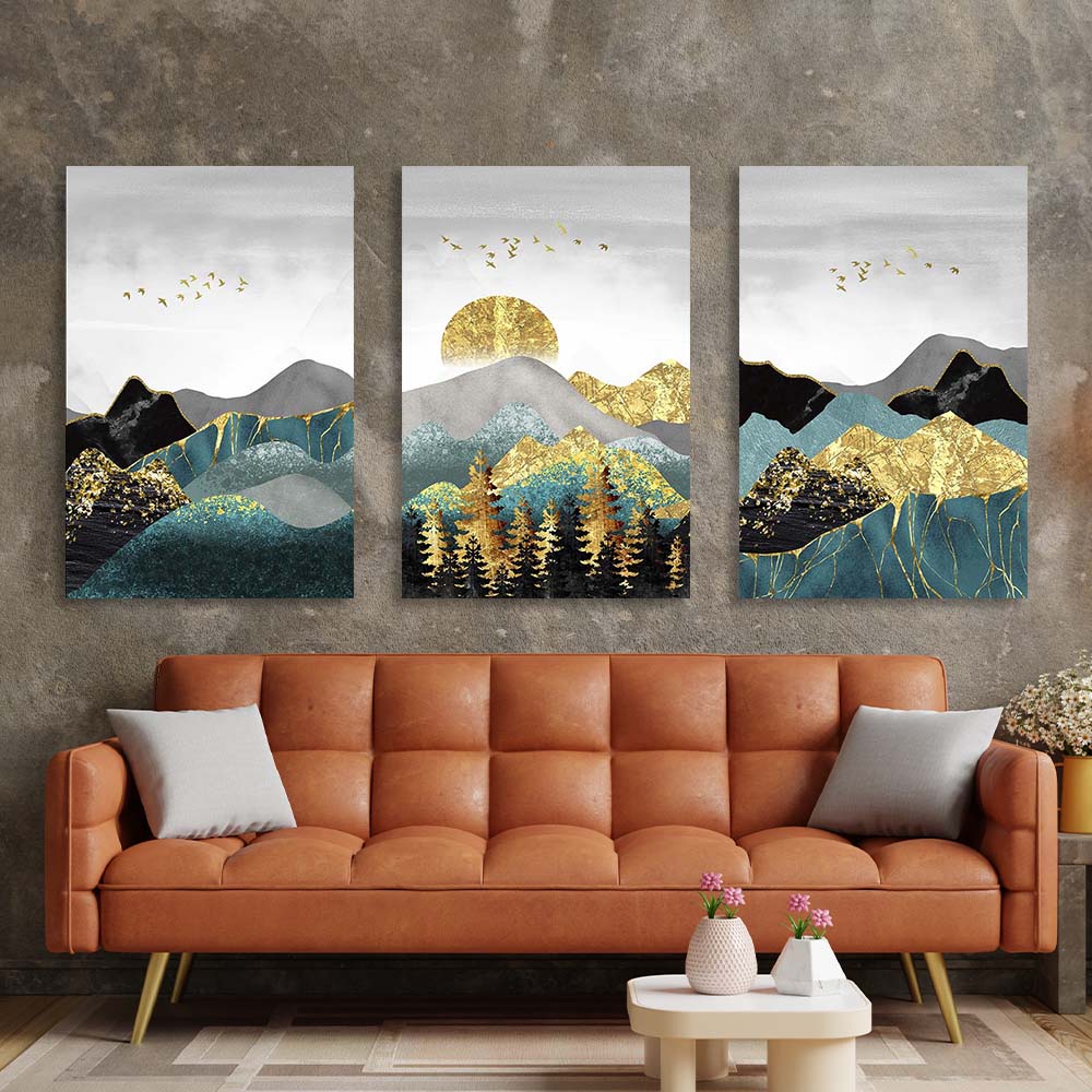 Multi Panel Canvas Wall Art Print Abstract hills