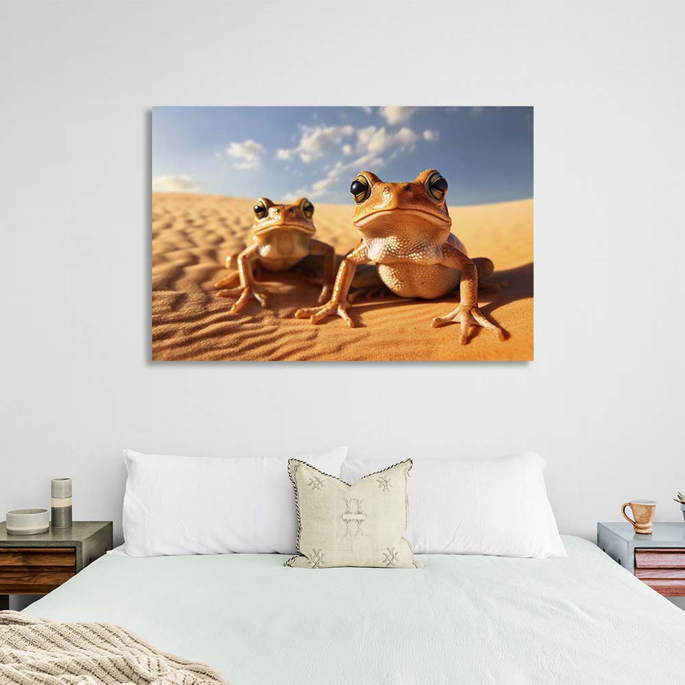 Canvas Wall Art Print Two frogs on the sand