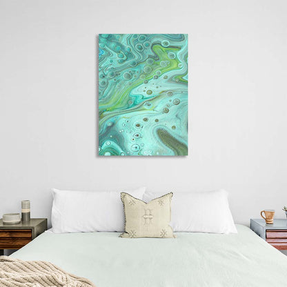 Abstraction Canvas Wall Art Print Diffusions of mint paint on water