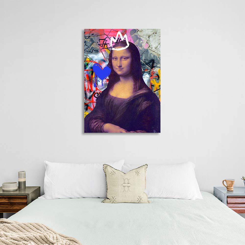 Canvas Wall Art Print Mona Lisa on the background of cracked wall in Garffiti