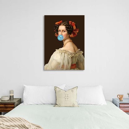 Canvas Wall Art Print Helena Zedlmayr with blue bubblegum