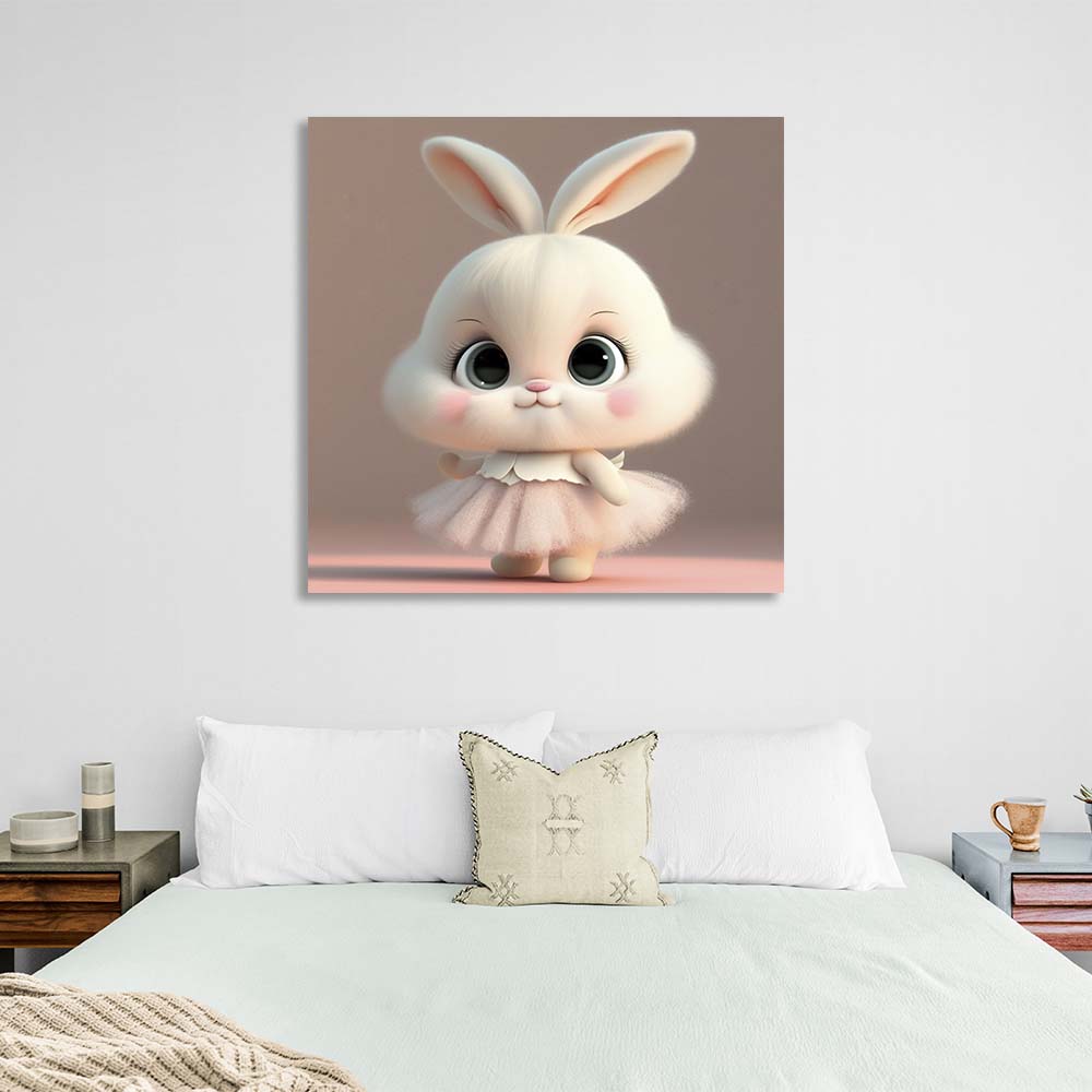 In the children's room Bunny in a dress Canvas Wall Art Print