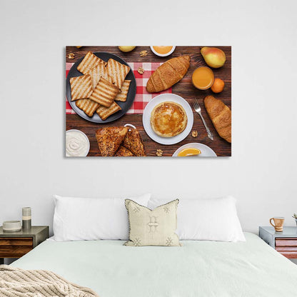 Canvas Wall Art Print For Kitchen Flakes with cookies and pancakes