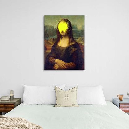 Canvas Wall Art Print Mona Lisa with yellow paint on her face