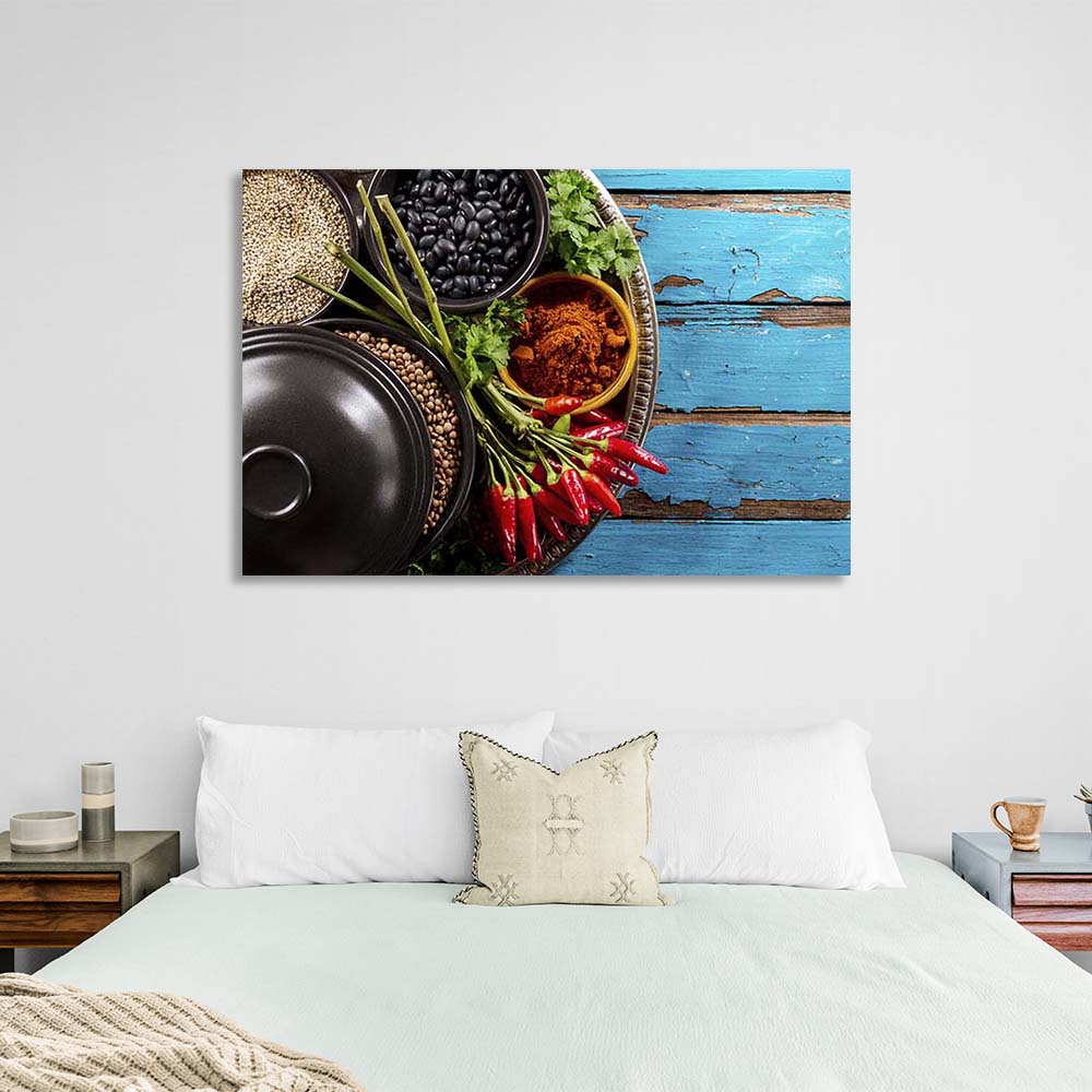 Canvas Wall Art Print For Kitchen Cereals with curry