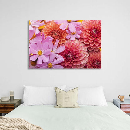 Canvas Wall Art Print Pink dahlias