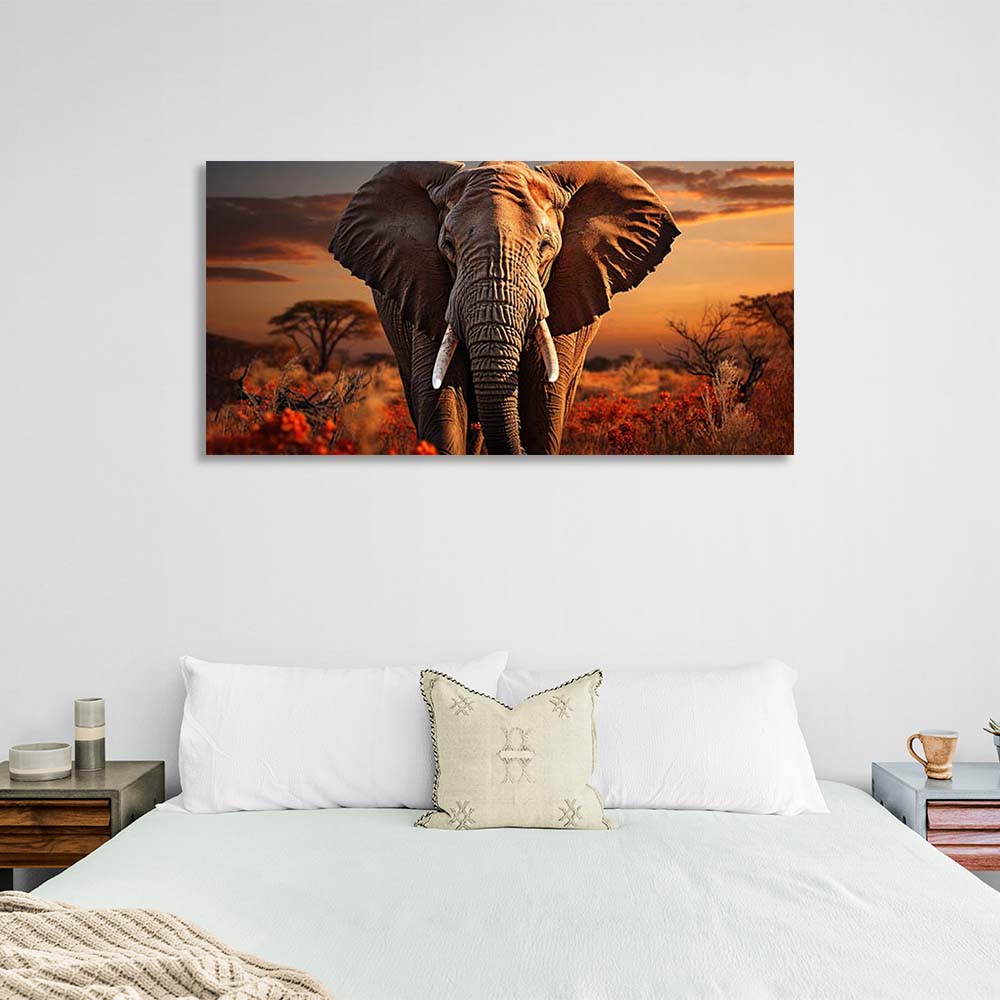 Canvas Wall Art Print Elephant in the savannah