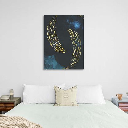 Abstraction Canvas Wall Art Print Golden fish on a blue background