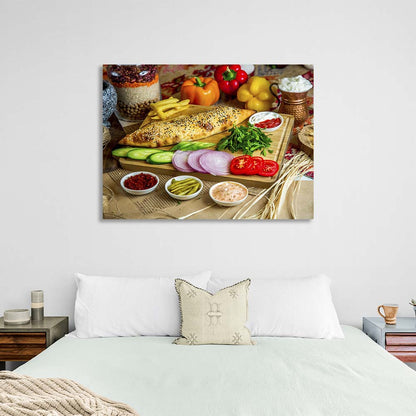 For the kitchen bread and vegetables Canvas Wall Art Print For Kitchen