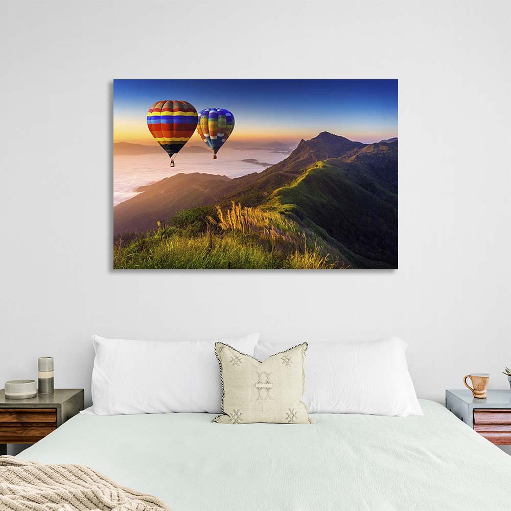 Canvas Wall Art Print 2 balloons over the mountains