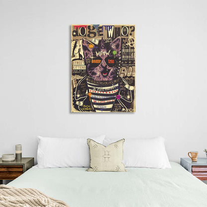 Pop Art A cat in a calfskin Canvas Wall Art Print